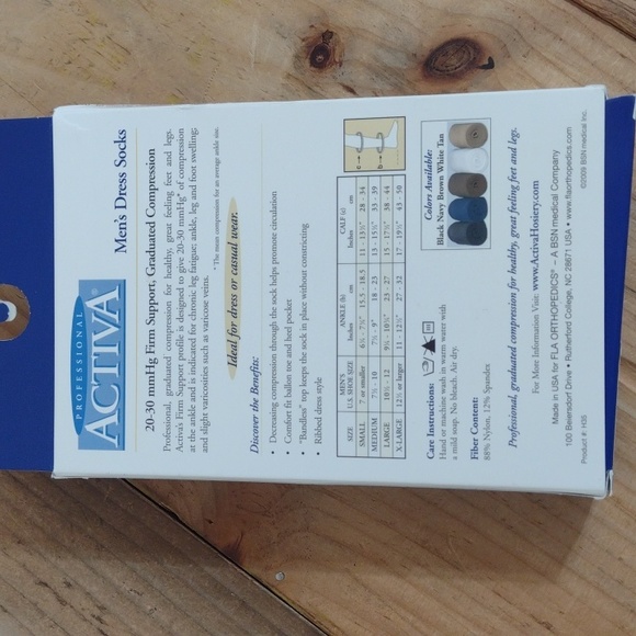 Activa 20-30mmHg Firm Support Graduated Compression Men's Dress Socks Brown NWT - Picture 4 of 8